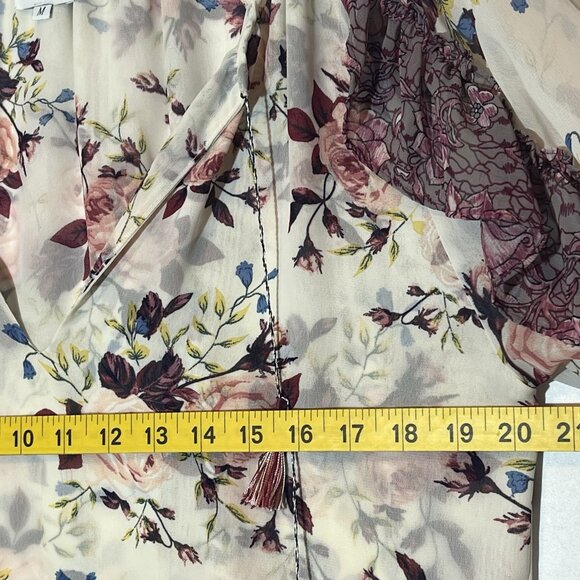 Misa Los Angeles Women’s Top Sia Pink Floral Roses Medium Size Chiffon Blouse - Picture 6 of 13